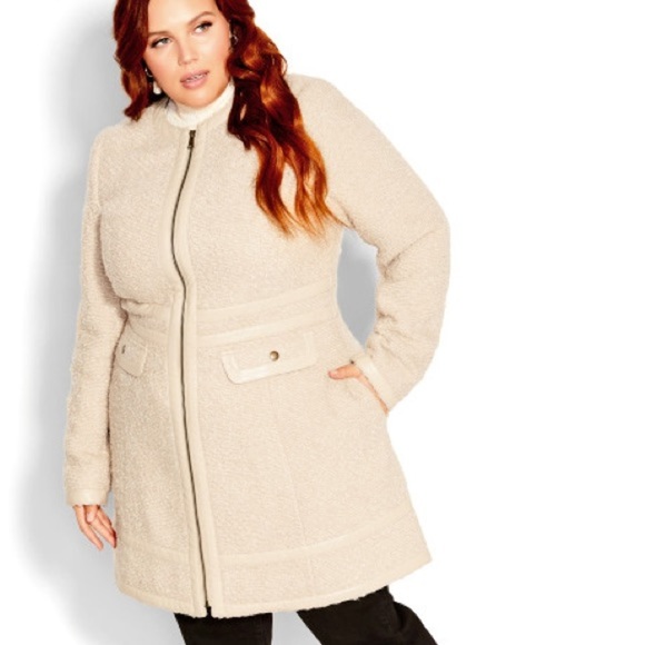 City Chic Jackets & Blazers - NWOT. City Chic Plus XXL/24 Winter Escape Coat in Ivory.